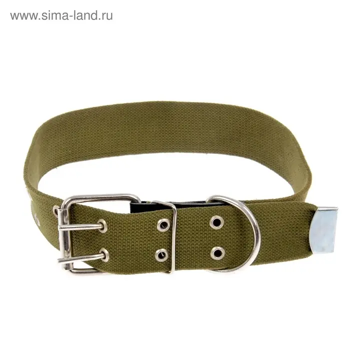 Ошейник брезентовый однослойный, 84&times;4.5 см, ОШ 50-70 см, хаки