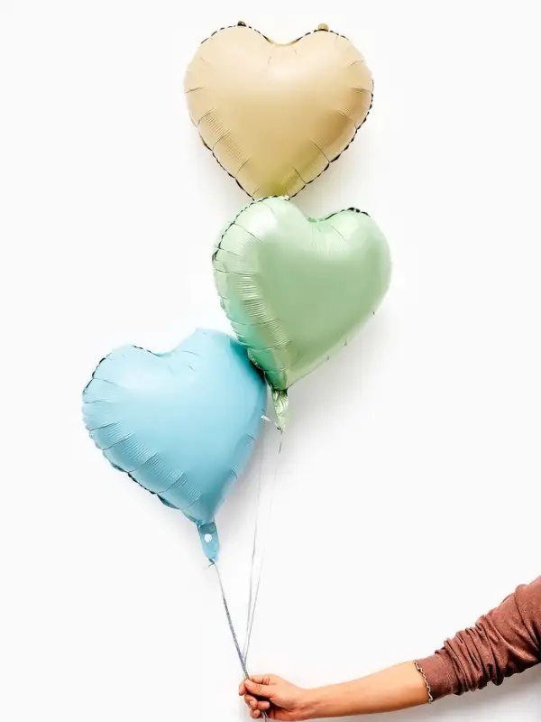 Воздушные шары фольгированные 17" "Сердце" цвет кремовый сатин, набор 5 штук