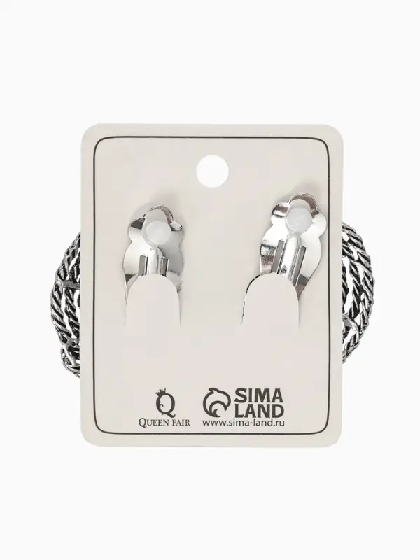 Серьги клипсы для ушей QF &laquo;Гипноз&raquo;, цвет чернёное серебро