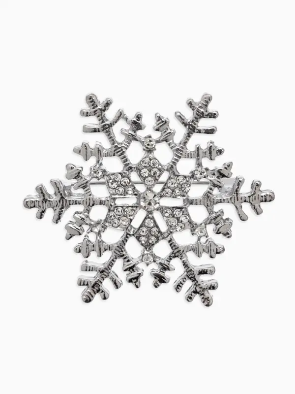 Брошь новогодняя &laquo;Снежинка - загадай желание&raquo;, белая в серебре