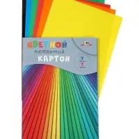 Картон цветной А4 &laquo;Разноцветные полоски&raquo;, 7 листов, 7 цветов, 205 г/м&sup2; , 1-сторонняя, мелованная, в папке
