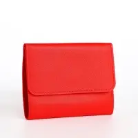 Кошелёк женский на кнопке 11.5&times;0.5&times;9 см, однотонный, алый