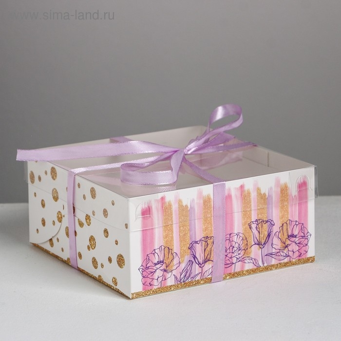 Коробка для капкейков, кондитерская упаковка, 4 ячейки «Flower patterns», 16 х 16 х 7.5 см Коробка для капкейков, кондитерская упаковка, 4 ячейки «Flower patterns», 16 х 16 х 7.5 см
