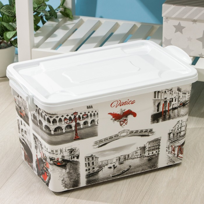Контейнер для хранения с крышкой «Венеция», 35 л, 50,5×31×30 см, на колёсиках, цвет белый Контейнер для хранения с крышкой «Венеция», 35 л, 50,5×31×30 см, на колёсиках, цвет белый