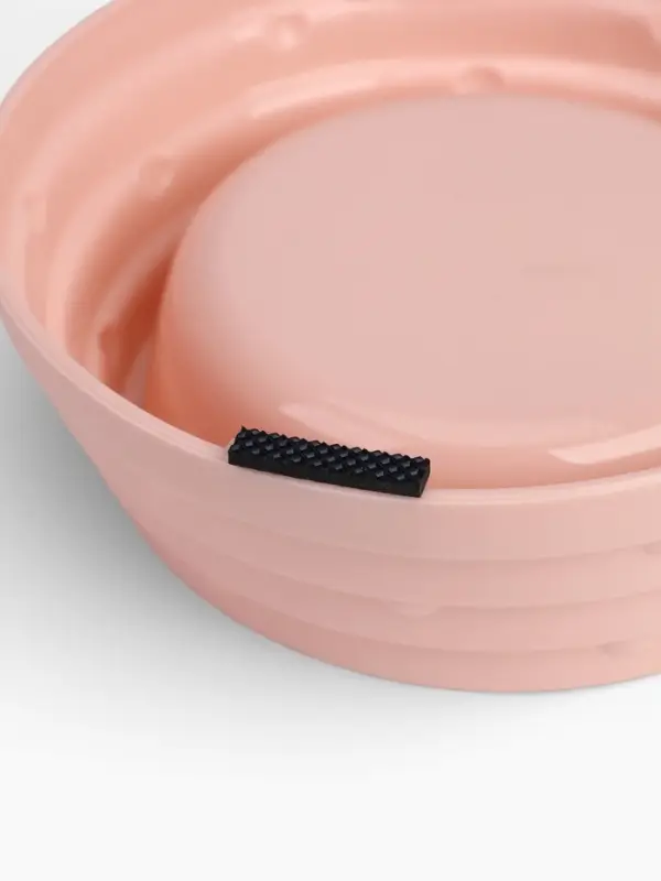 Миска двойная, 25&times;14&times;5 см, на пластиковом основании, металл, розовая