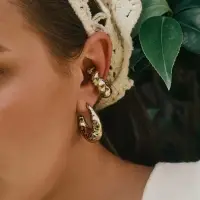 Серьги и каффы QF &laquo;Леопард&raquo;, набор, жгутик, цвет золото