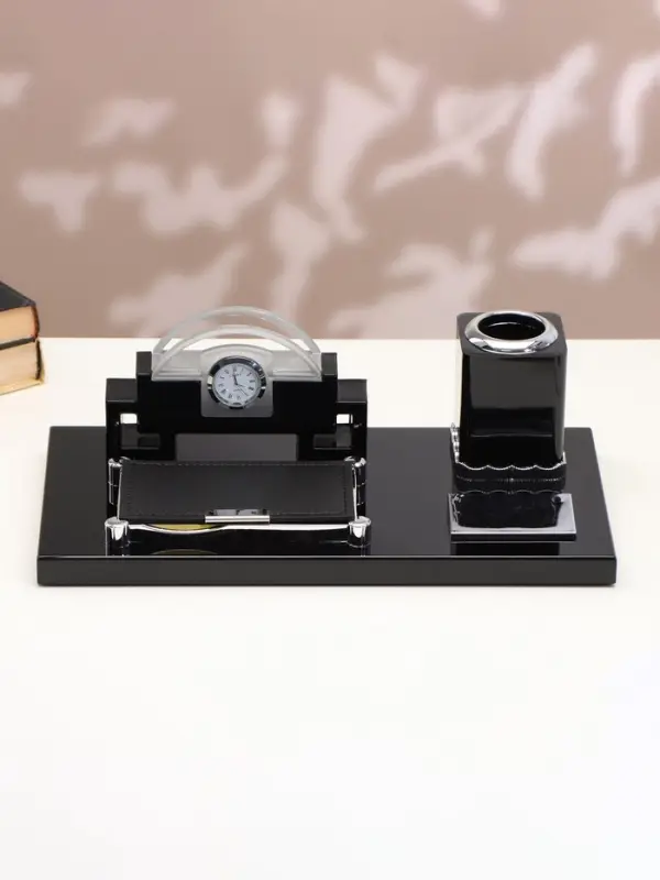 Набор настольный, органайзер 4 в 1 с визитницей и часами, 34&times;17&times;13 см