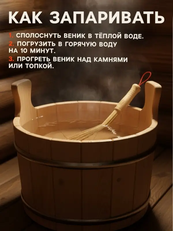 Веник массажный из бамбука, 36 см, прут 0.2 см, Добропаровъ