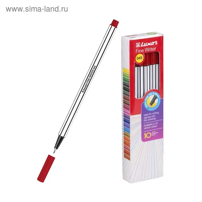 Ручка капиллярная Luxor Fine Writer 045, узел 0.8 мм, чернила красные, корпус чёрно-белый Ручка капиллярная Luxor Fine Writer 045, узел 0.8 мм, чернила красные, корпус чёрно-белый