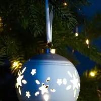 Ёлочный шар с подсветкой &laquo;Звёзды беж&raquo;, 10&times;8.8&times;8.8 см, 1 LED, керамика, от батареек LR44&times;3, керамика, свечение тёплое белое