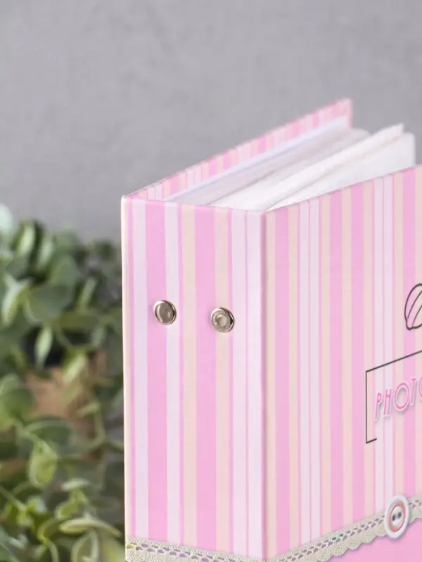 Фотоальбом 200 фото 10X15см, Фотоальбом 200 фото 10X15см, "Три пуговки", розовый, ПП карм.