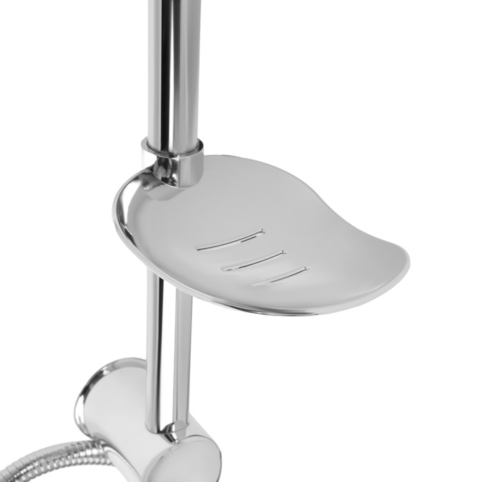 Душевая система ZEIN Z1002, тропическая и ручная лейка, шланги, стойка, мыльница, хром Душевая система ZEIN Z1002, тропическая и ручная лейка, шланги, стойка, мыльница, хром