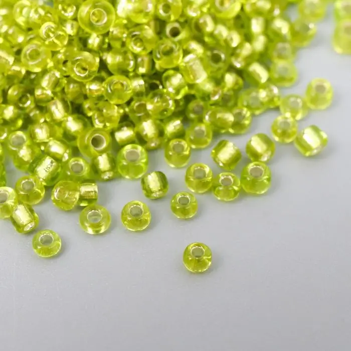 Бисер круглый 12/0 в бутылочке  Бисер круглый 12/0 в бутылочке "Светло-зелёный" прозрачно-цветной 20 гр