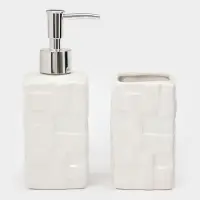 Набор для ванной "Плетение" 3 предмета (дозатор, стакан, мыльница), цвет белый