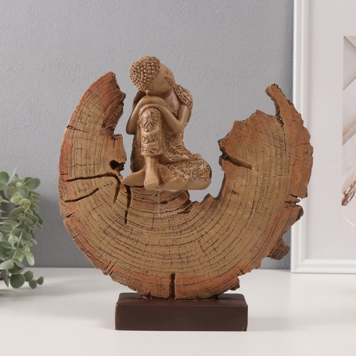 Сувенир полистоун Сувенир полистоун "Будда расслабленный в разрезе дерева" 6,5х27х27 см