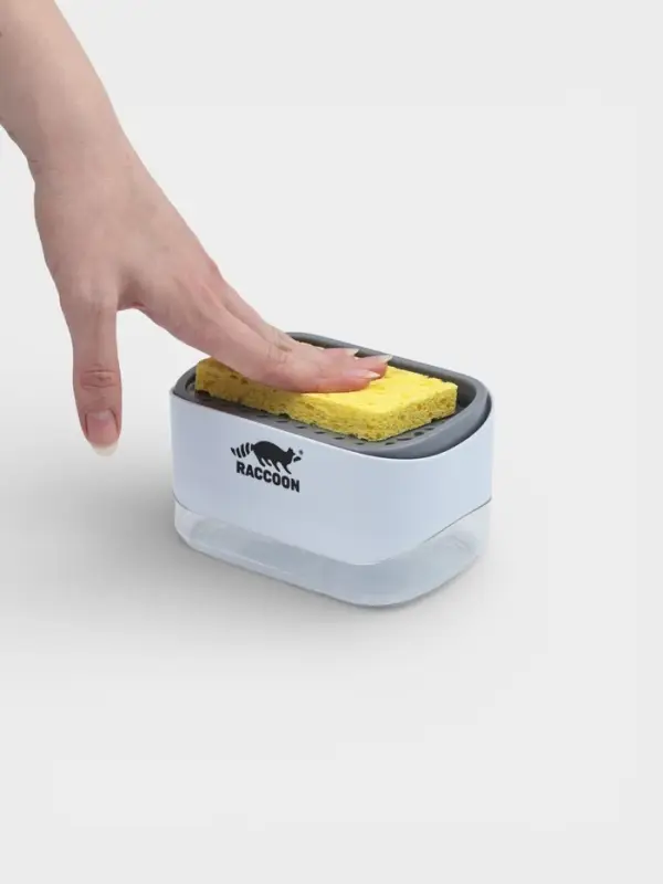 Дозатор для моющего средства с подставкой для губки Raccoon, губка в комплекте