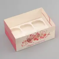 Коробка для 6 капкейков с прозрачной крышкой, &laquo;Сладких моментов&raquo;, 23&times;16&times;10 см