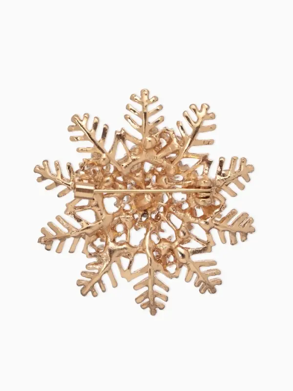 Брошь &laquo;Снежинка с жемчугом&raquo;, белая в золоте