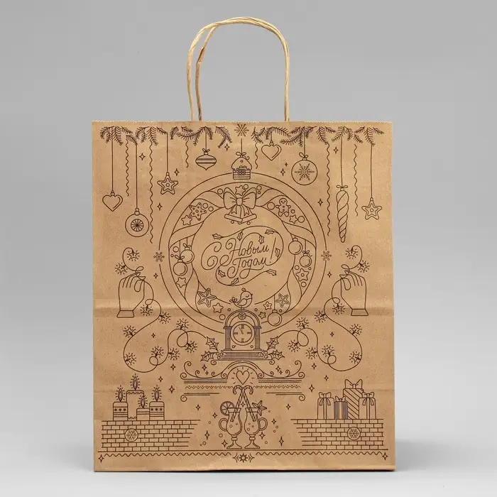 Пакет подарочный новогодний крафтовый «С Новым годом», 24 х 28 х 14 см Пакет подарочный новогодний крафтовый «С Новым годом», 24 х 28 х 14 см