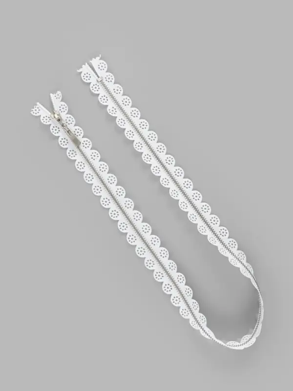 Молния металлическая, №3, неразъёмная, замок автомат, 60 см, белая