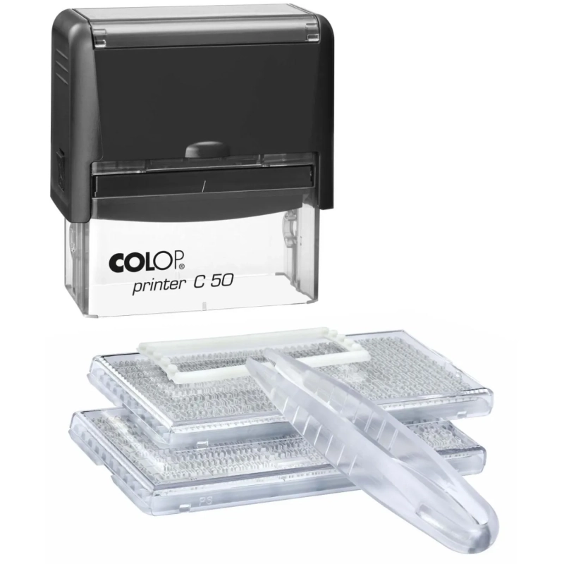 Штамп самонаборный NEW Printer C50-Set-F 8/6стр+рам 30х69мм 2кассы кор.черн
