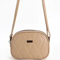 Сумка женская кросс-боди на молнии, 19&times;7&times;15 см, со стёжкой, бежевая