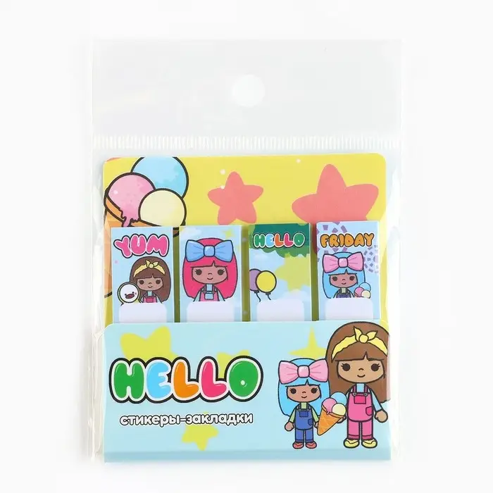 Стикеры закладки 4 шт., по 20 л. &laquo;Hello&raquo;