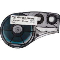 Картридж Vell M21-500-595-WT (12.7 мм / 6.4 м, винил, чер. на бел,VL142807)