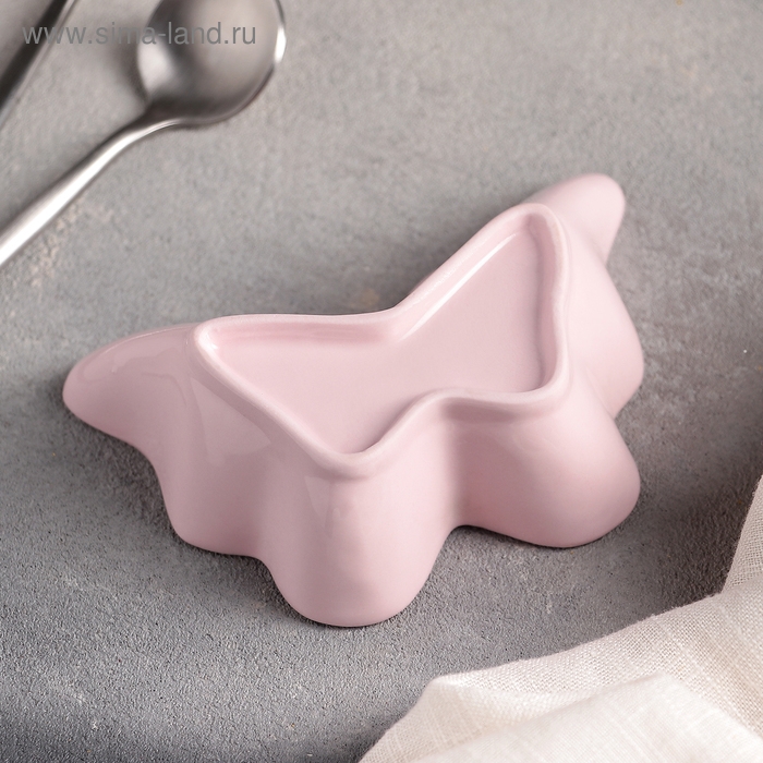 Блюдо керамическое «Бабочка», 11×7,5×3 см, цвет розовый Блюдо керамическое «Бабочка», 11×7,5×3 см, цвет розовый