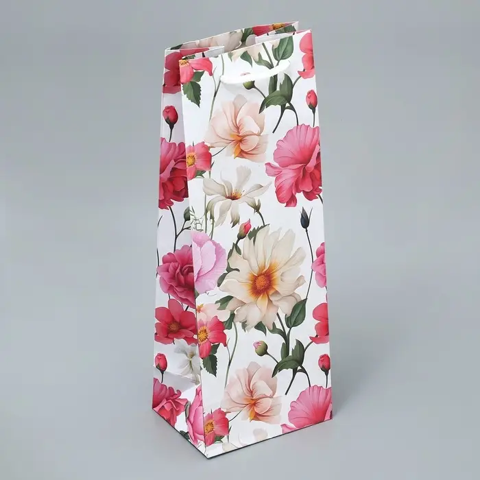 Пакет подарочный под бутылку, упаковка, «Цветы», 36 х 13 х 10 см Пакет подарочный под бутылку, упаковка, «Цветы», 36 х 13 х 10 см