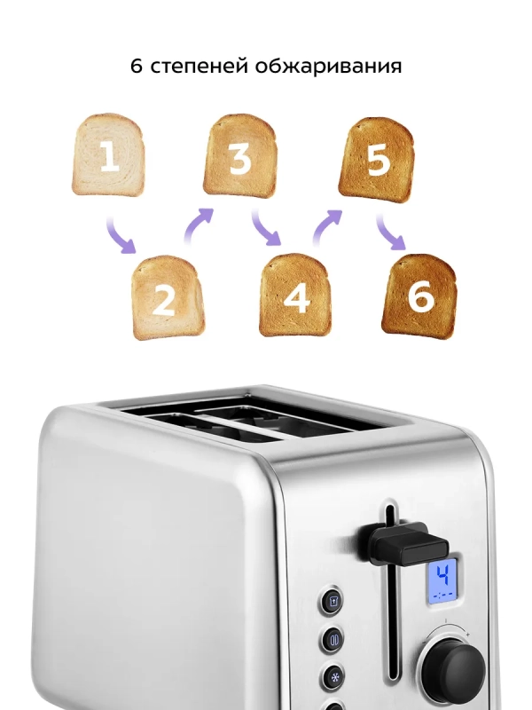 Тостер для хлеба с поддоном для крошек КТ-6412 - 850 Вт Тостер для хлеба с поддоном для крошек КТ-6412 - 850 Вт