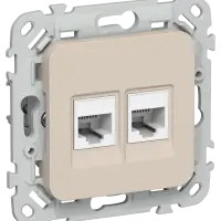FLITE Розетка 2-местная компьютерная RJ45 категория 5Е UTP РК5е-2-0-ФлЛ льняной IEK