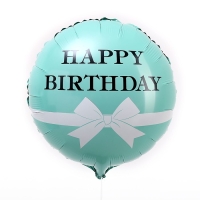 Воздушный шар фольгированный 18" «HBD бантик» круг, с подложкой