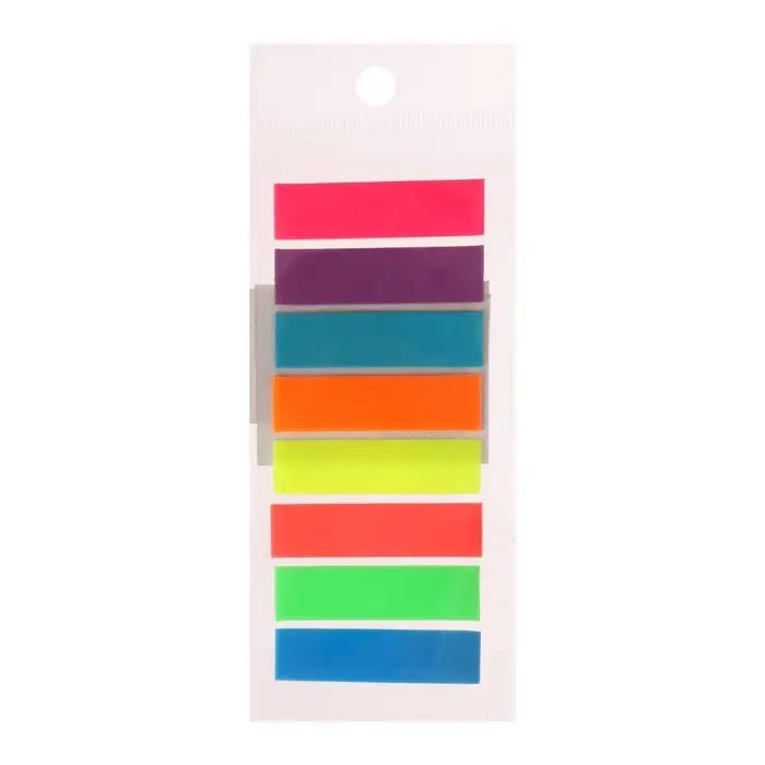 Блок - закладка с липким краем, 11&times;45 мм, пластик, 8 цветов по 10 листов, флуоресцентный