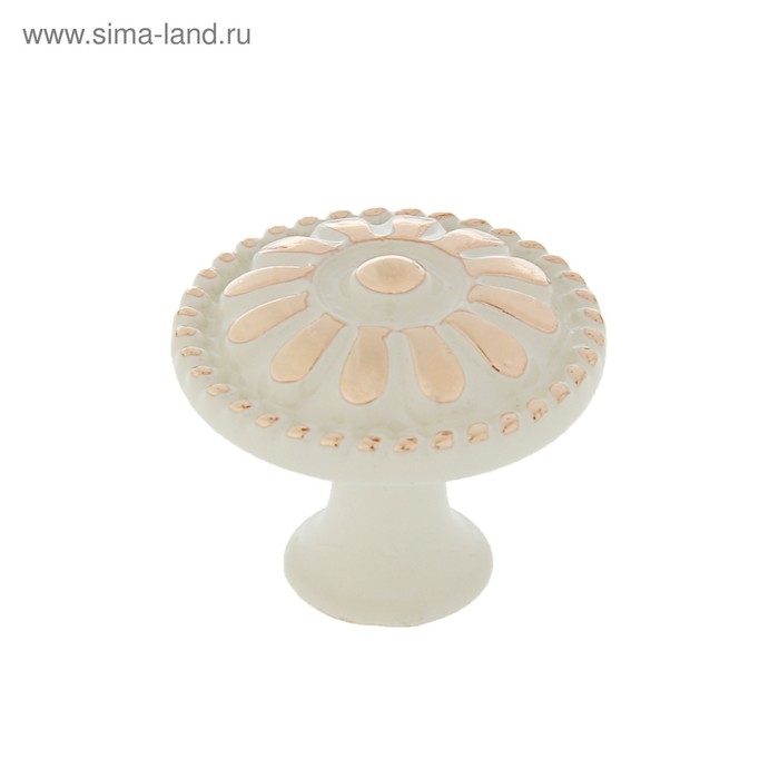 Ручка кнопка РК201, белая, с золотой вставкой, 8 шт TMP Ручка кнопка РК201, белая, с золотой вставкой, 8 шт TMP