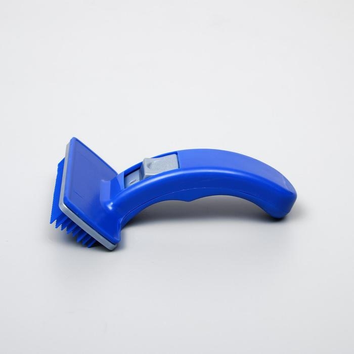 Пуходёрка пластиковая с самоочисткой, 10 х 15 см, синяя Пуходёрка пластиковая с самоочисткой, 10 х 15 см, синяя