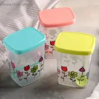 Набор банок для сыпучих «Клумба», 500 мл, 3 шт, цвет МИКС Набор банок для сыпучих «Клумба», 500 мл, 3 шт, цвет МИКС