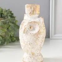 Подсвечник полистоун на 1 свечу "Филин. Золотые круги" d=2,2 см 7х6,5х14 см