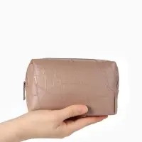 Косметичка ONE COLOR, на молнии, искусственная кожа, бежевая