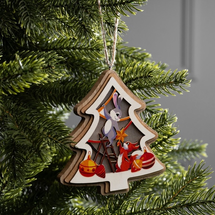 Подвеска световая Подвеска световая "Зайка и белка", 11х12 см, LR41x3 (в компл.), свечение тёплое белое