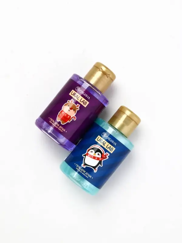 Новогодний подарочный набор косметики Gift for you: гель для душа 2 шт х 100 мл, мочалка для тела, URAL LAB Новогодний подарочный набор косметики Gift for you: гель для душа 2 шт х 100 мл, мочалка для тела, URAL LAB