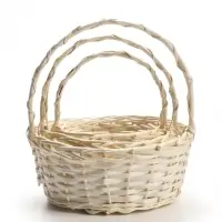 Корзина плетёная для хранения Matu, с ручкой, лоза, белая, набор 3 шт.