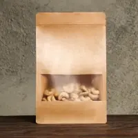 Пакет Zip - lock, крафт, с плоским дном, прямоугольное окно, 16×26 см