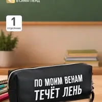 Пенал мягкий, 1 отделение, 80&times;215&times;50 мм, deVENTE &laquo; По моим венам течет лень&raquo;, объемный, искусственная кожа