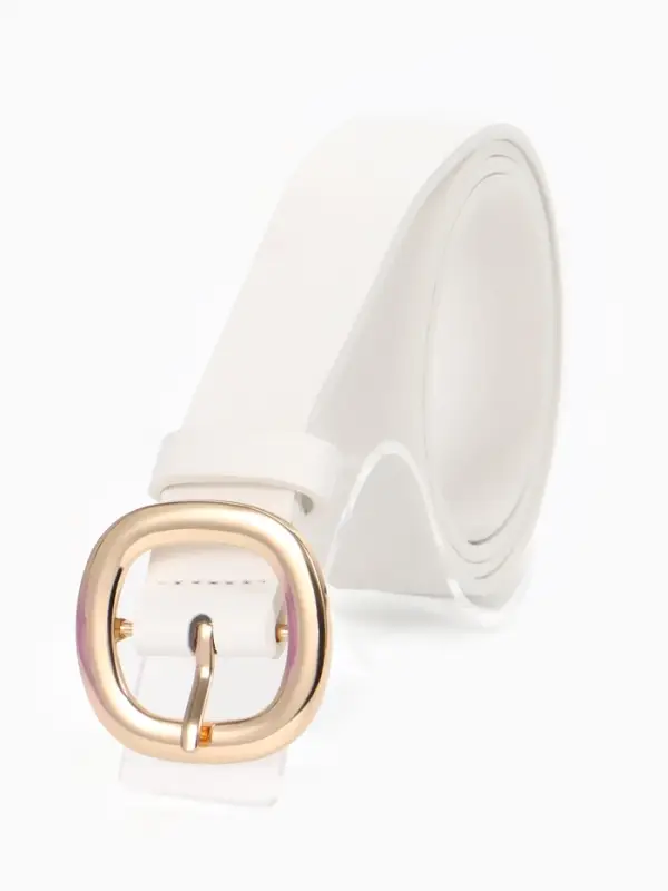 Ремень женский, 2.8&times;105 см, 1 прокол, золотистая пряжка, белый