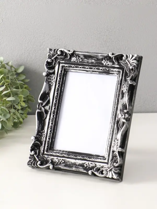 Фоторамка пластик 13х18 см "Узорная" тёмное серебро 19х23,8 см