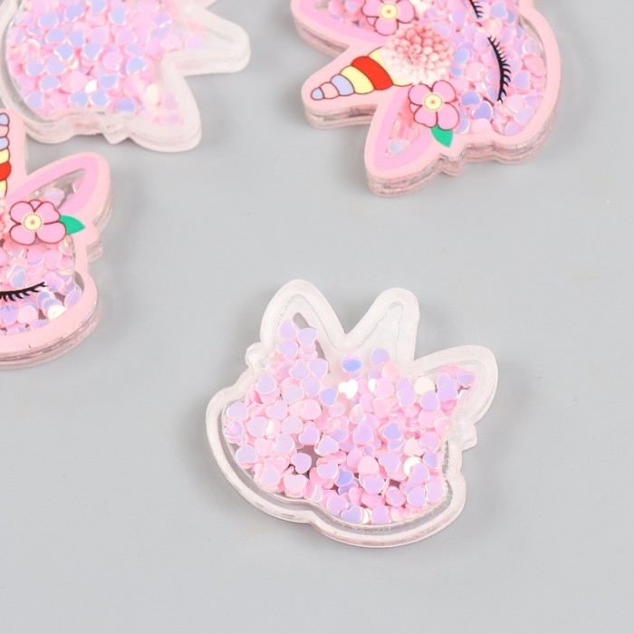 Шейкер для творчества акрил  Шейкер для творчества акрил "Спящий единорожек с цветами" с глиттером набор 5 шт 0,5х3,7х3,6 см   10