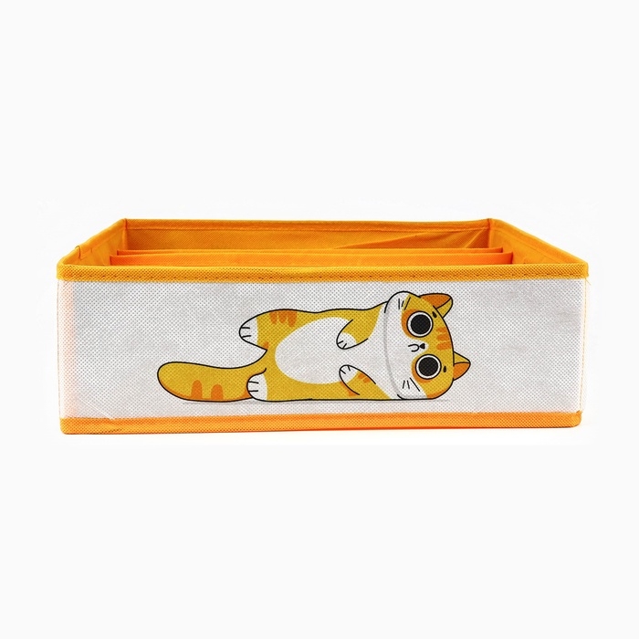Органайзер для хранения, кофр для белья 7 ячеек Органайзер для хранения, кофр для белья 7 ячеек "Рыжий кот", 32 х 32 х 10 см