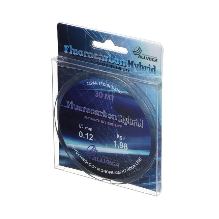 Леска монофильная ALLVEGA Fluorocarbon Hybrid, диаметр 0.12 мм, тест 1.98 кг, 30 м, флюорокарбон 65% Леска монофильная ALLVEGA Fluorocarbon Hybrid, диаметр 0.12 мм, тест 1.98 кг, 30 м, флюорокарбон 65%