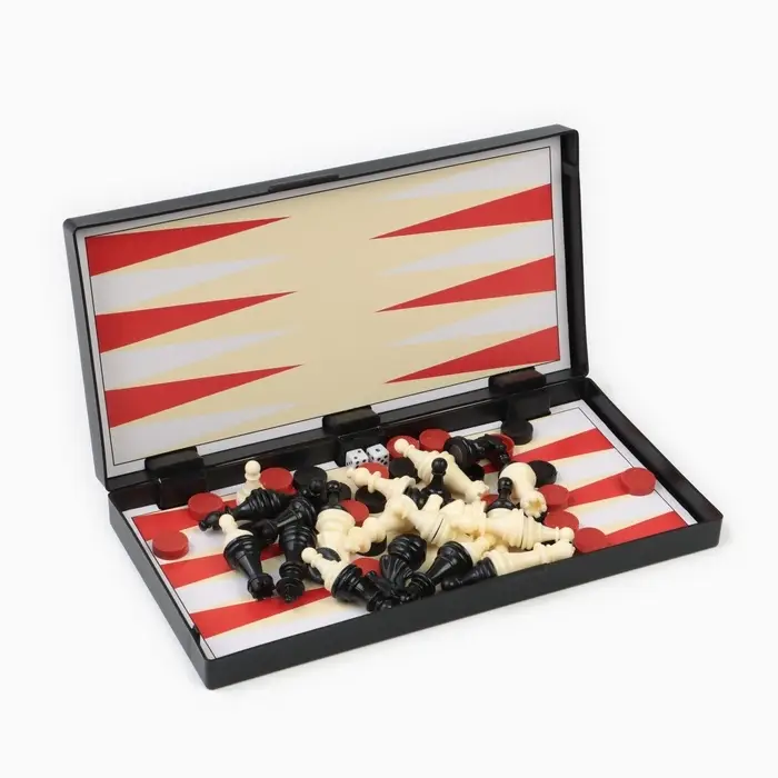 Шахматы классические &laquo;Зук&raquo; 3 в 1, с шашками и нардами, магнитная доска 24.5&times;24.5 см